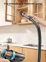 Akku Staubsauger 50KPA/600W/65Min,Selbststehender Staubsauger Kabellos mit 1M Ausziehbarer Schlauch,Wandladestation,Automatikmodus,Anti-Tangle-Bürste,Mehrstufige Filtration für Teppiche/Hartböden/Auto