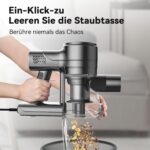 Staubsauger, 6-in-1 Stielstaubsauger & Handstaubsauger mit 6M Kabel, 23Kpa stark Saugkraft, 600W Motor, freistehender Staubsauger Beutellos Vacuum Cleaner für Harte Böden Teppich, klein leicht leiser