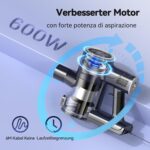 Staubsauger, 6-in-1 Stielstaubsauger & Handstaubsauger mit 6M Kabel, 23Kpa stark Saugkraft, 600W Motor, freistehender Staubsauger Beutellos Vacuum Cleaner für Harte Böden Teppich, klein leicht leiser