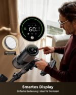 Proscenic P20 Akku Staubsauger mit Wischfunktion, 70KPa 70 Mins 680W Staubsauger Kabellos mit Selbststehend Wandladestation Anti-Tangle 6 Schichten Filter 1,5L, für Teppiche Haustierhaare,Aurum Black