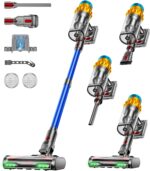Akku Staubsauger, 50KPA/600W/70Mins Staubsauger Kabellos mit Selbststehend, 1,8L Großer Staubbecher, Anti-Tangle-Bürste, 8-stufiges Filtersystem Grünes Licht für Hartböden Teppiche Tierhaare