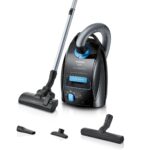 Siemens Staubsauger mit Beutel Q5.0 extreme silencePower VSQ5X1230, ideal für Allergiker, Hygiene-Filter, starke Saugleistung, Bodendüse für Parkett, Teppich, Fliesen, langes Kabel, 850 W, schwarz