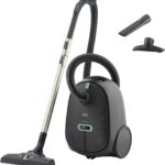 AEG CLEAN 6000 ÖKO Staubsauger mit Beutel, Hohe Saugleistung, Zusatzdüsen, XL-Räder, Edelstahl-Teleskoprohr, aus 65% Recyclingmaterial, 12 m Kabel, 850 Watt, Zubehör, Grau, AB61C1OKO