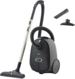 AEG CLEAN 6000 ÖKO Staubsauger mit Beutel, Hohe Saugleistung, Zusatzdüsen, XL-Räder, Edelstahl-Teleskoprohr, aus 65% Recyclingmaterial, 12 m Kabel, 850 Watt, Zubehör, Grau, AB61C1OKO