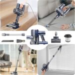 Staubsauger, 6-in-1 Stielstaubsauger & Handstaubsauger mit 6M Kabel, 23Kpa stark Saugkraft, 600W Motor, freistehender Staubsauger Beutellos Vacuum Cleaner für Harte Böden Teppich, klein leicht leiser