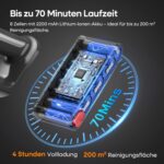 ElecKeys Akku Staubsauger 50000Pa/580W/70Min, Staubsauger Kabellos mit LED Display, 1,8L Akkustaubsauger mit Anti-Tangle-Bürste, Selbststehend für Tierhaare Teppiche Hartböden Auto, Blau, K10
