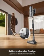 Proscenic P20 Akku Staubsauger mit Wischfunktion, 70KPa 70 Mins 680W Staubsauger Kabellos mit Selbststehend Wandladestation Anti-Tangle 6 Schichten Filter 1,5L, für Teppiche Haustierhaare,Aurum Black
